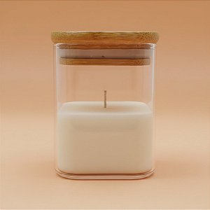 Pote de Vidro Hermético com Tampa de Bambu - 8x12cm - 525ml - 1 unidade - Rizzo