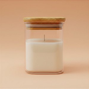 Pote de Vidro Hermético com Tampa de Bambu - 8x10cm - 425ml - 1 unidade - Rizzo