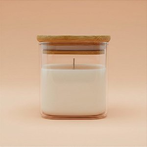Pote de Vidro Hermético com Tampa de Bambu - 8x8cm - 325ml - 1 unidade - Rizzo
