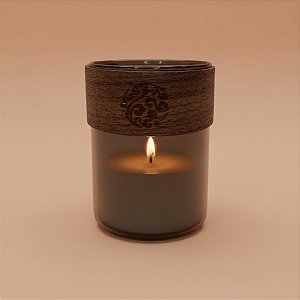 Pote de Vidro com Detalhe em Madeira - 6,5x6cm - 175ml - 1 unidade - Rizzo