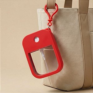 Frasco Spray Portátil Macaron Cartão com Capa de Silicone e Gancho - 50ml - Vermelho - 1 unidade - Rizzo