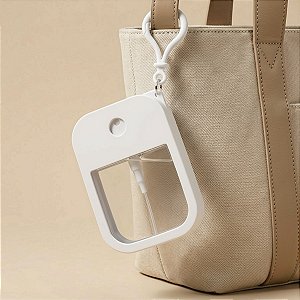 Frasco Spray Portátil Macaron Cartão com Capa de Silicone e Gancho - 50ml - Branco - 1 unidade - Rizzo