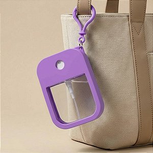 Frasco Spray Portátil Macaron Cartão com Capa de Silicone e Gancho - 38ml - Lilás - 1 unidade - Rizzo