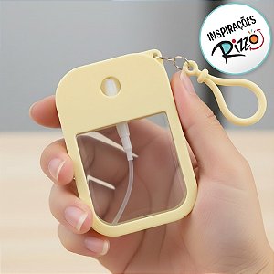 Frasco Spray Portátil Macaron Cartão com Capa de Silicone e Gancho - 50ml - Amarelo - 1 unidade - Rizzo