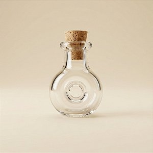 Mini Potinho de Vidro Decorativo com Rolha - Redondo com Furo - 2ml - 3x2cm - 10 unidades - Rizzo