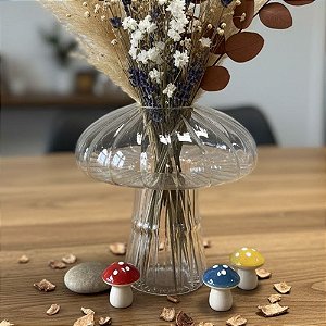 Vaso Decorativo de Vidro - Cogumelo - 14x12,5cm - 1 unidade - Rizzo
