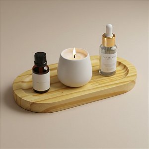 Bandeja Oval em Madeira Pinus - 16,5x8cm - 1 unidade - Rizzo