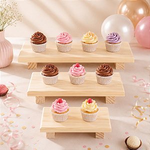 Kit Bandejas para Doces em Madeira Pinus - 25x12cm - 1 unidade - Rizzo