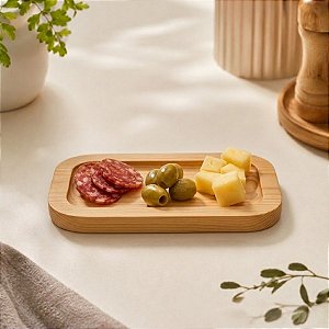 Bandeja Retângular em Madeira Pinus - 17,5x10cm - 1 unidade - Rizzo