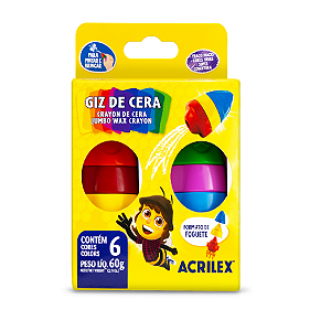 GIZ DE CERA FOGUETE ACRILEX - 6 CORES