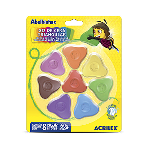 GIZ DE CERA TRIANGULAR ACRILEX - 8 CORES