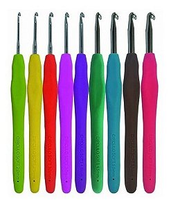 Kit Agulhas De Crochê Cabo Emborrachado Circulo - 3 Unids