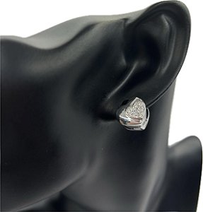 Brinco Semijóia Argola Coração Cravejado Zirconia Ouro Brco