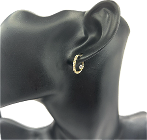 Brinco Semijóia Argola Cravejada Zirconia Banhada Ouro