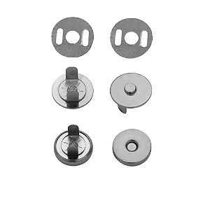 Botão Magnético 18mm Níquel – 2 Und p/ Artesanato e Costura