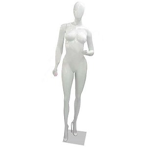 MANEQUIM DE FIBRA FEMININO FITNESS MÃO BOLSA BRANCO BRILHO