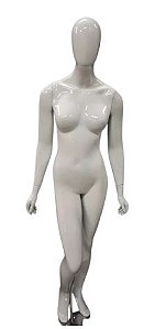 MANEQUIM DE FIBRA FEMININO EXPOR RETA BRANCO BRILHO
