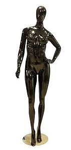 MANEQUIM DE FIBRA FEMININO FITNESS CINTURA PRETO BRILHO