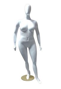 MANEQUIM DE FIBRA FEMININO PLUS SIZE RETA BRANCO BRILHO