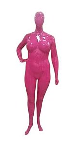 MANEQUIM DE FIBRA FEMININO GG ESBELTA BRAÇO CINTURA ROSA