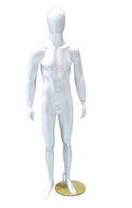 MANEQUIM DE FIBRA MASCULINO MAGRO RETO BRANCO BRILHO