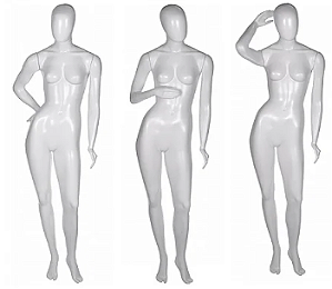 MANEQUIM DE PLÁSTICO FEMININO BRANCO POSE MAGRA - SEM BASE
