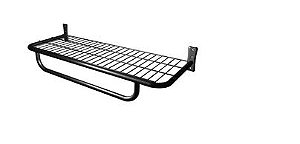 ARARA DE PAREDE COM PRATELEIRA ARAMADA E SUPORTE PRETO - 1.00MT