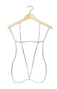 CABIDE DE MADEIRA SILHUETA 3D CROMADO - KIT C/05