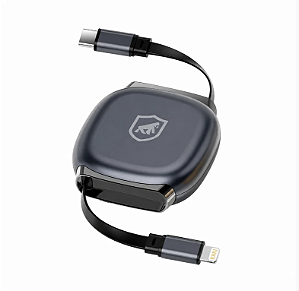 Cabo Retrátil 1 Metro USB-C para Tipo-C / Tipo-C para Lightning Fast Charge em Formato Estojo, Transferência 480Mb/s - Victus - Gshield