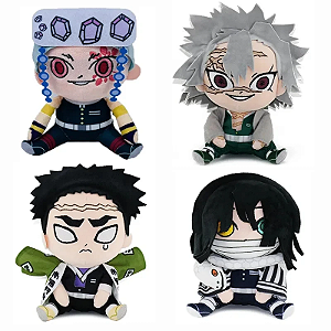 Kit 4 Pelúcias Hashiras Demon Slayer: Sanemi, Tengen, Obanai, Gyomei