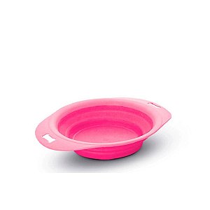 Comedouro de Silicone Retrátil Rosa 300 ml