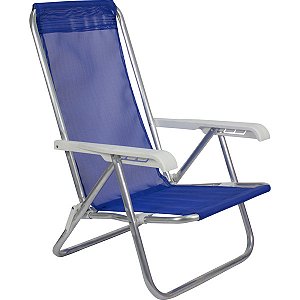 Cadeira de Praia Retrátil 4 Posições Lazy Bel Azul Marinho