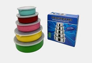 Conjunto de Potes Inox Colorido 5 Peças C/ Tampa