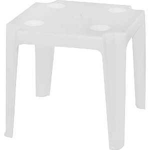 MESA PLASTICA DE APOIO COM PORTA-COPOS 46 X 46 X 43 CM BRANCA