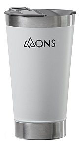 Copo Termico Mons Em Aco Inox Com Tampa - 473Ml - Branco