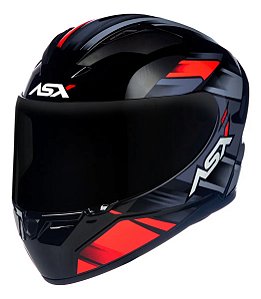 Capacete ASX City Start Brilhante – Preto/Vermelho/Cinza Tamanho 58/M