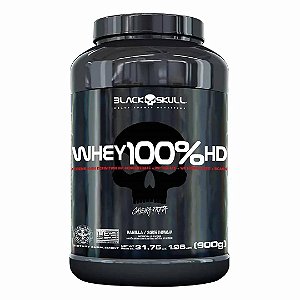 Whey 100% Hd Black Skull Caveira Preta 900g Baunilha