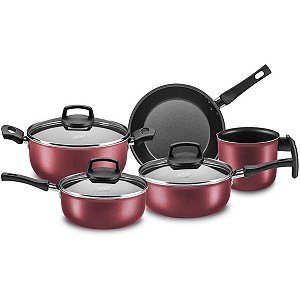 Jogo De Panelas Safira Smart Mta 5 Peças - Cereja