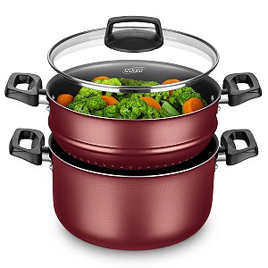 Cuscuzeira Cozivapor Cristal MTA Cereja com Tampa de Vidro