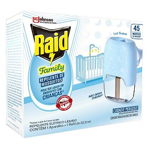 Repelente Eletrico Liquido Raid Family 45 noites c/2 de 32,9ml