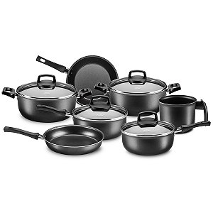 Conjunto de Panelas Safira MTA – 7 Peças Antiaderente Grafite e Cereja