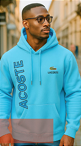 Moletom Lacoste Azul com Capuz 3 cabos