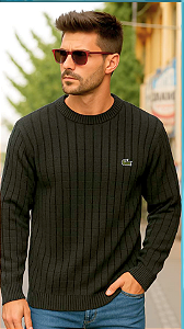 Suéter Lacoste Masculino em Tricô Preto