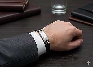 Pulseira Masculina Inox com Placa Elegante
