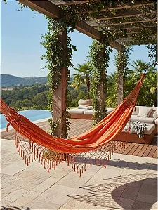 Rede De Dormir Casal Reforçada Laranja 3,80x1,50