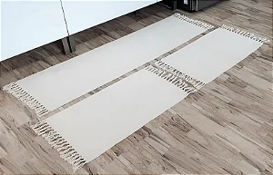 Jogo de Tapete Cozinha Passadeira e Capacho 3 Peças: Cru