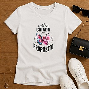 Baby Look Feminina Cristã Branca Criada Com Propósito