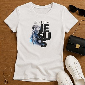 Baby Look Feminina Cristã Branca Jesus Leão