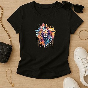 Baby Look Feminina Cristã Leão Colorido Cruz