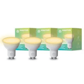 Kit 3 Smart Lâmpadas Spot Wi-Fi Positivo Casa Inteligente - GU10 - 4.5W - RGB (16 milhões de cores) - 3000K - 15.000h